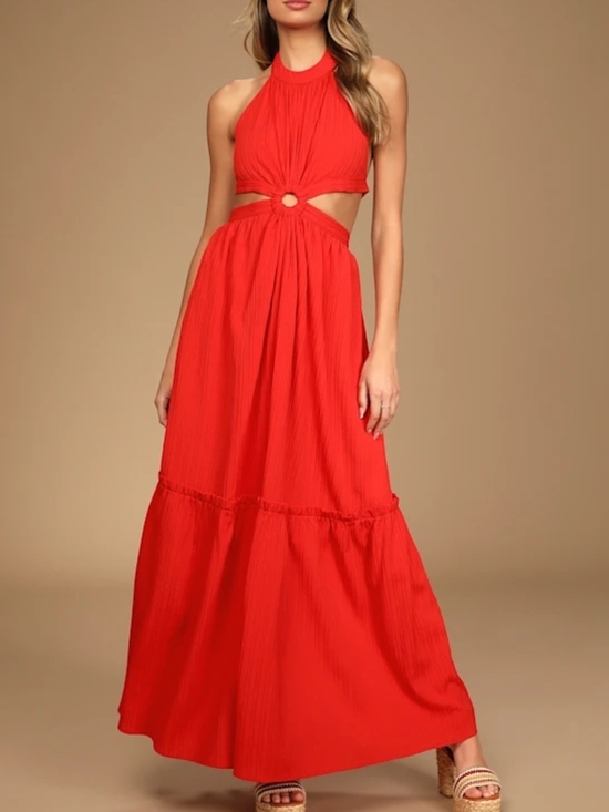 Lulus Dresses & Skirts - Lulus Island Vacay Red Tie-Back Maxi Dress